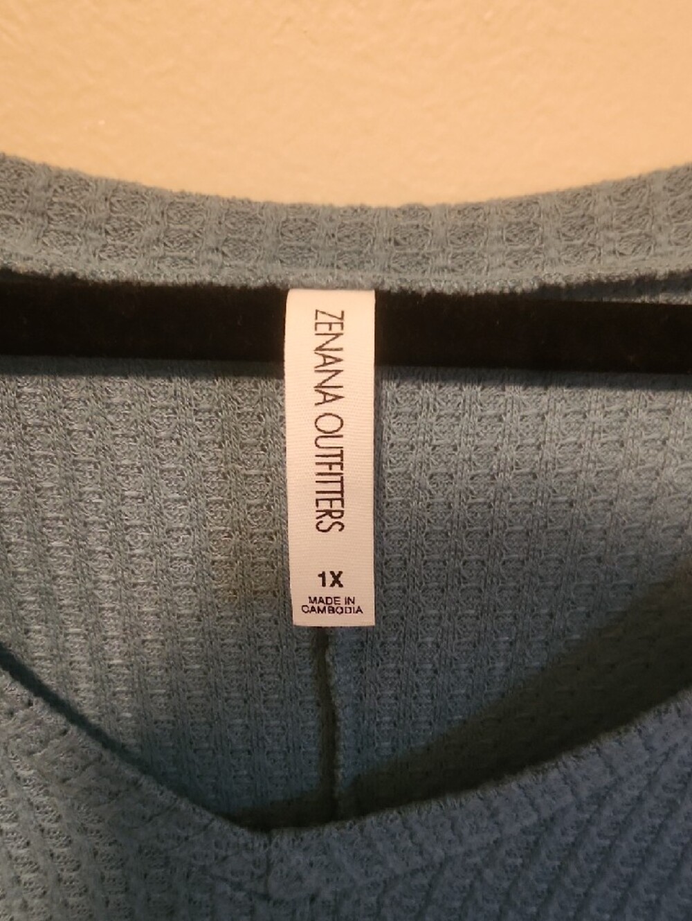 Zenana Outfitters Light Teal Waffle Knit Top - Picture 2 of 3